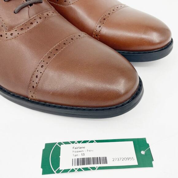Fairlane Men's Feawin Flex Oxford Shoes 13 Brown Leather Lace Up Heel NWOB - Picture 10 of 12
